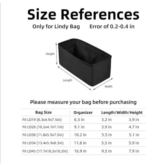 New: DGAZ Purse Organizer Insert Silk Bag Organizer, Luxury Tote shaped-Lindy 26 - Picture 7 of 9